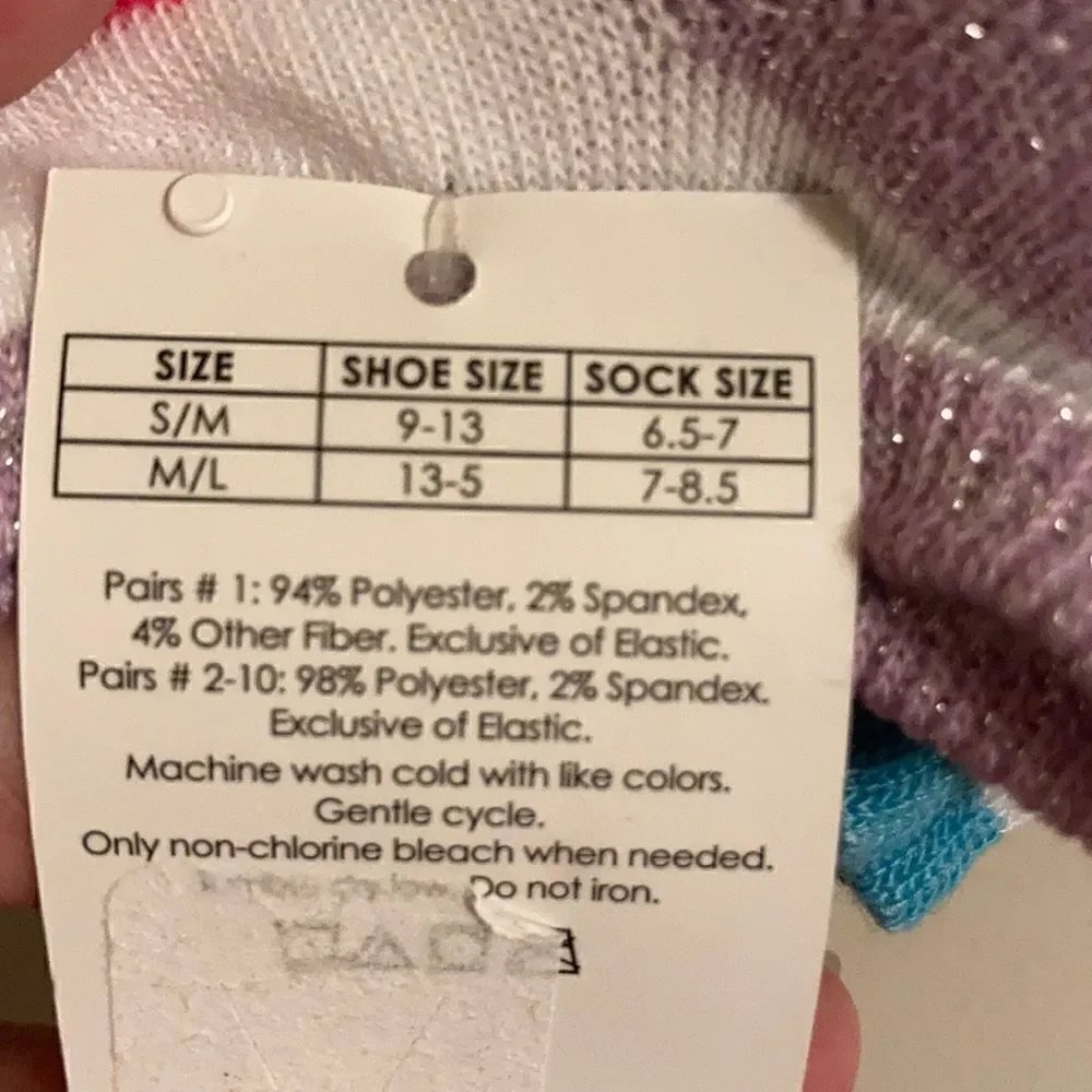 Capelli S/M mermaid theme No Show Socks 10 pack